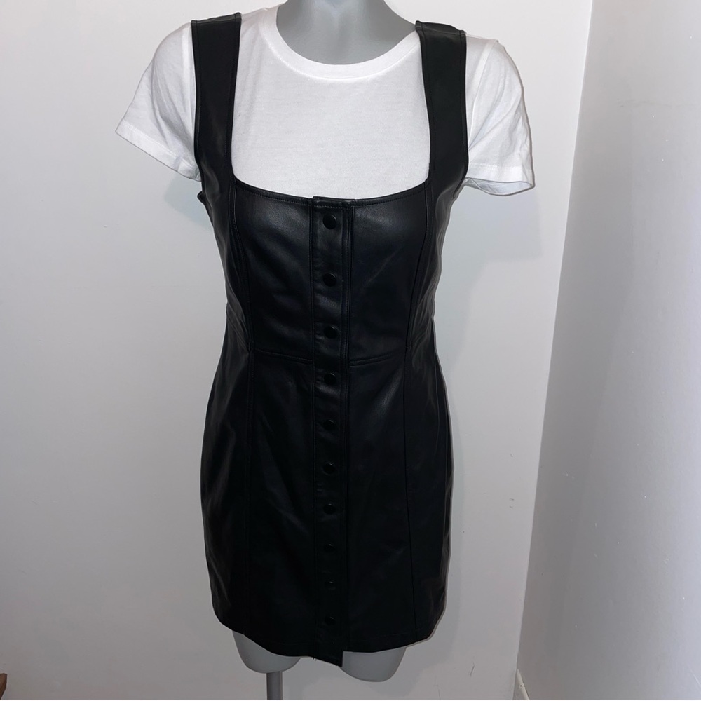 Urban Outfitters dress faux leather snap closure jumper black size 6
